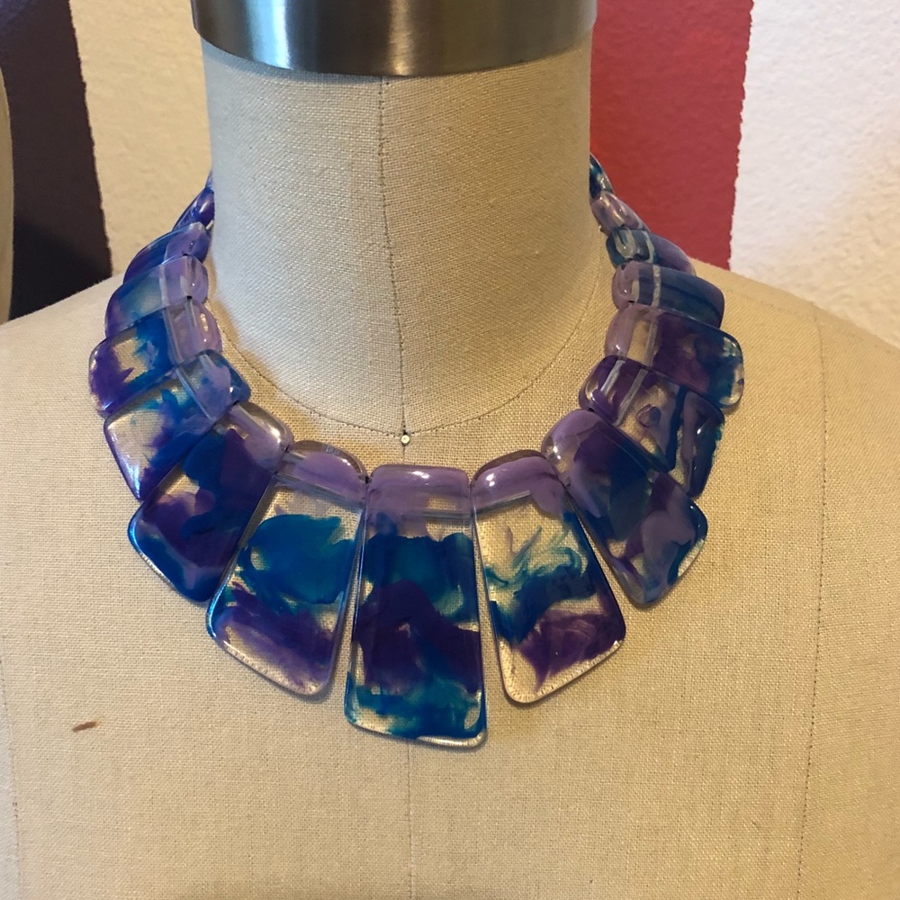 2 Clear with color dye necklaces